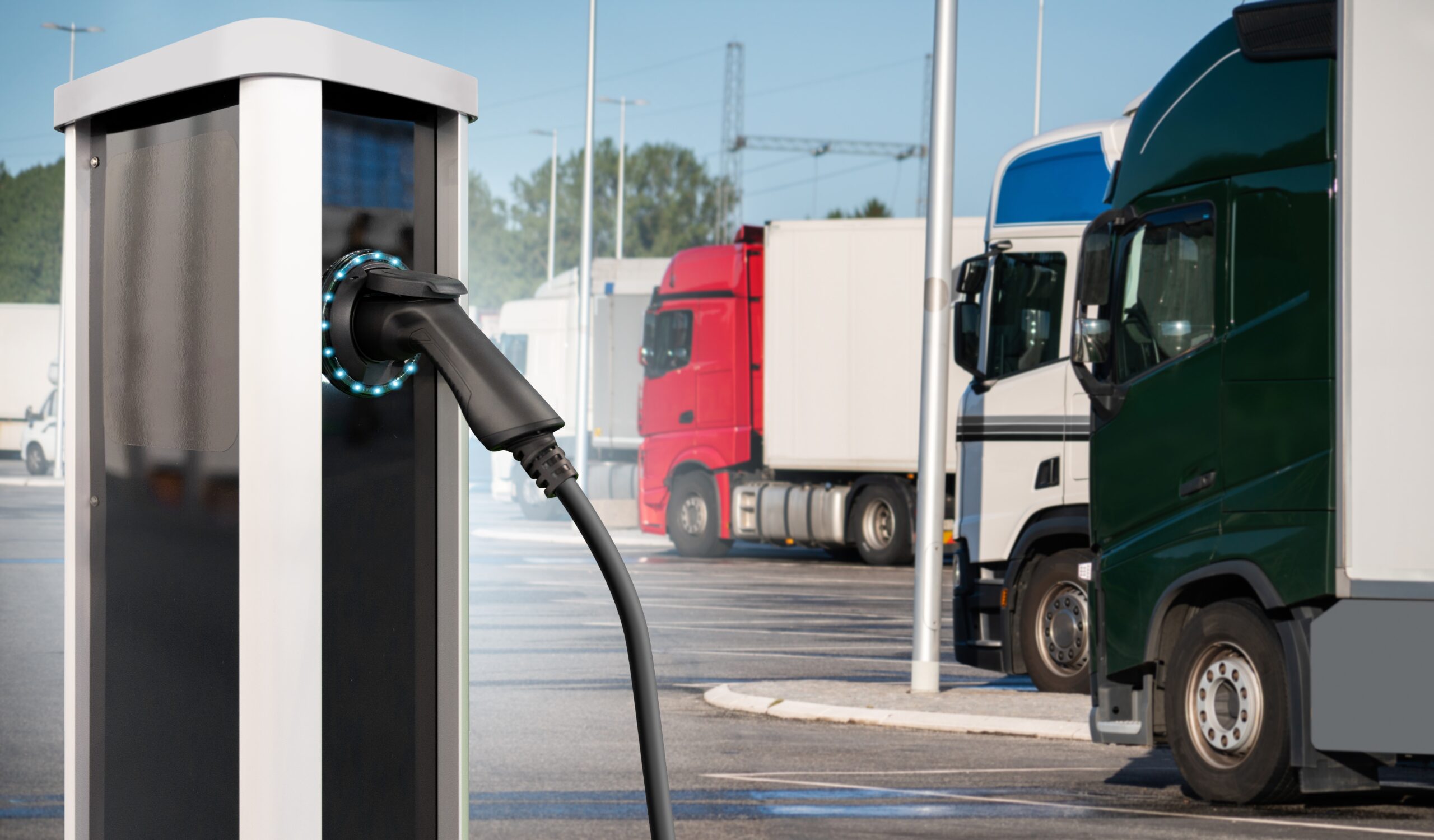 image of EV charging for commercial fleet trucks or vehicles