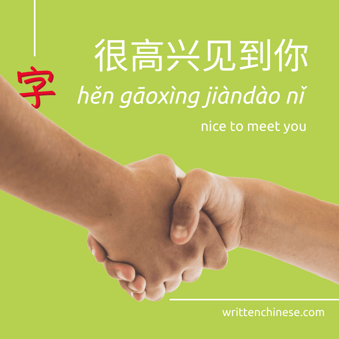 nice to meet you in Chinese hands shaking