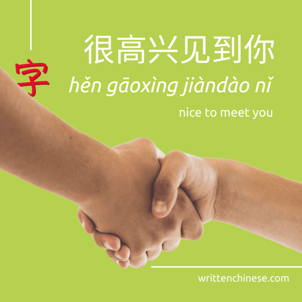 nice to meet you in Chinese hands shaking